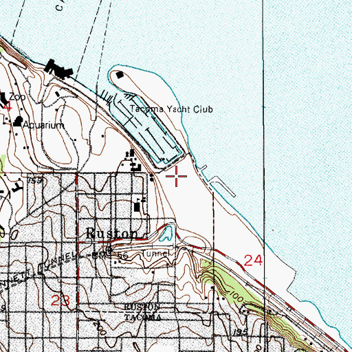 Topographic Map of Tacoma Smelter, WA
