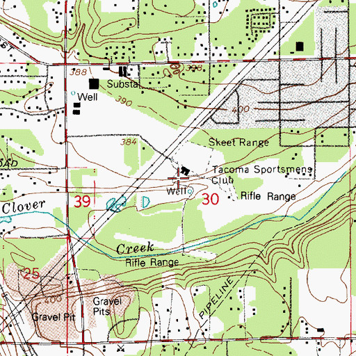 Topographic Map of Tacoma Sportsmens Club, WA
