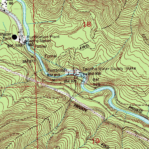 Topographic Map of Tacoma Water Supply Intake, WA