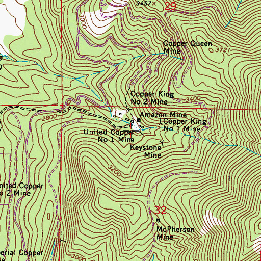 Topographic Map of United Copper Number 1 Mine, WA