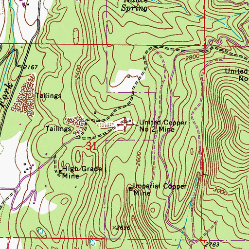 Topographic Map of United Copper Number 2 Mine, WA