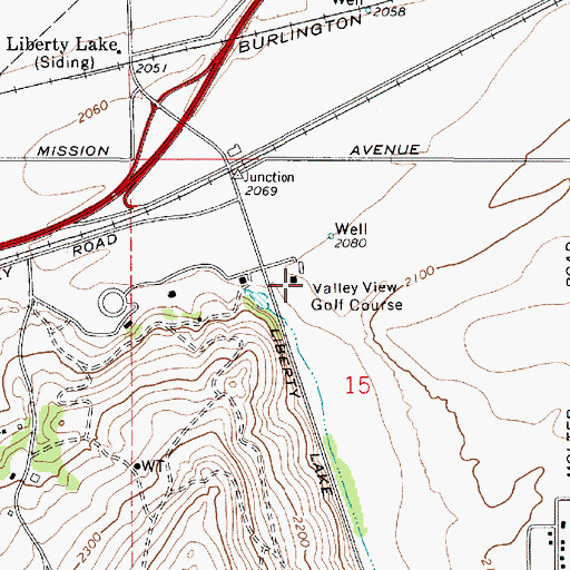 Topographic Map of Valley View Golf Course, WA