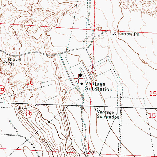 Topographic Map of Vantage Substation, WA