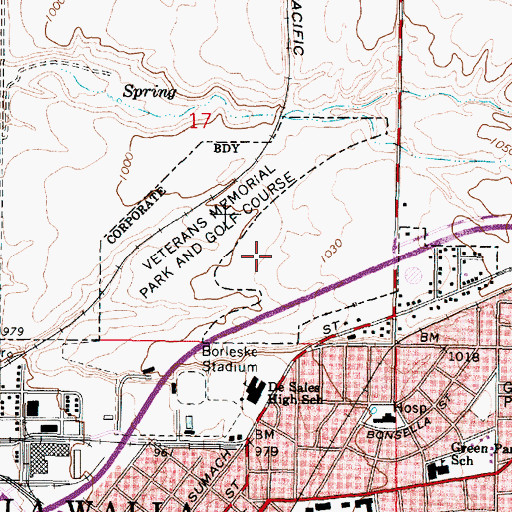 Topographic Map of Veterans Memorial Park and Golf Course, WA