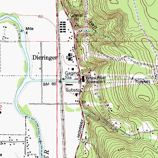 Topographic Map of White River Power Plant, WA