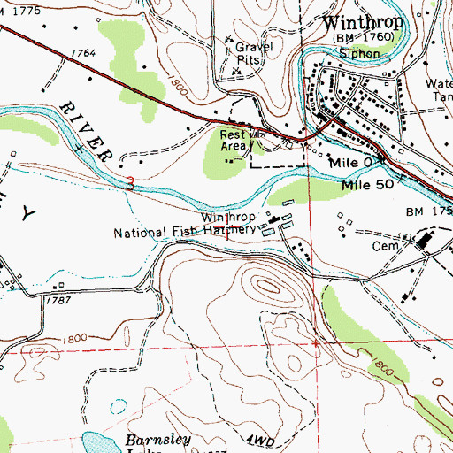 Topographic Map of Winthrop National Fish Hatchery, WA
