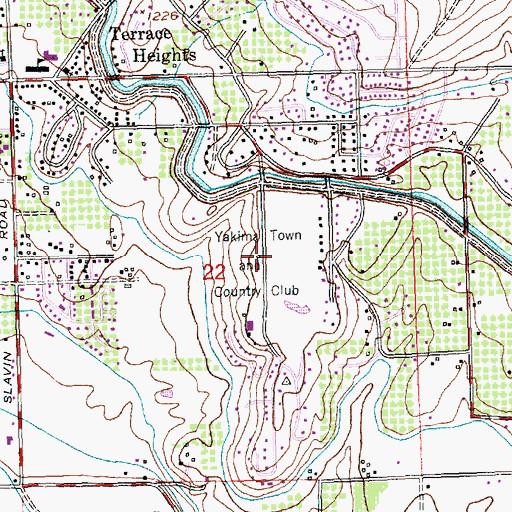 Topographic Map of Yakima Town and Country Club, WA