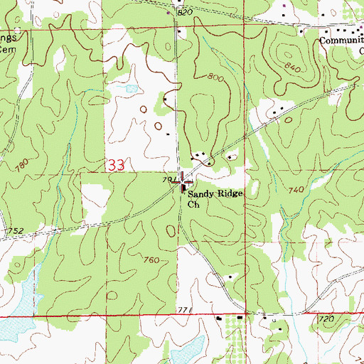 Topographic Map of Sandy Ridge United Methodist Church, AL