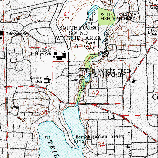 Topographic Map of Chambers Creek Rearing Pond, WA
