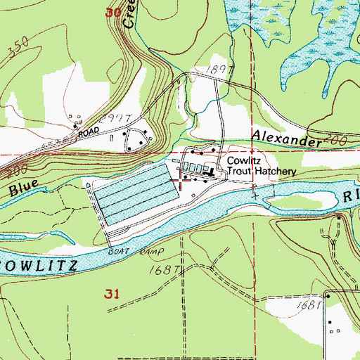 Topographic Map of Cowlitz Trout Hatchery, WA