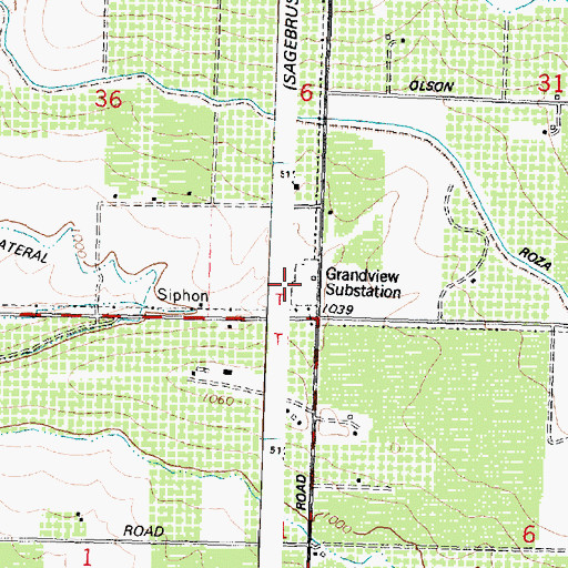 Topographic Map of Grandview Substation, WA