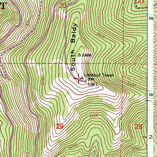 Topographic Map of Vista Lookout, WA
