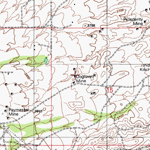 Topographic Map of Dogtown Mine, AZ