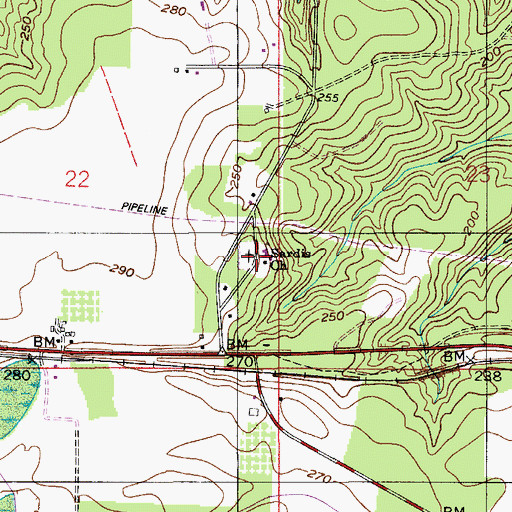 Topographic Map of Sardis Baptist Church, AL