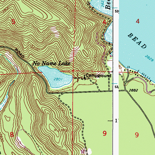 Topographic Map of No Name Lake Campground, WA
