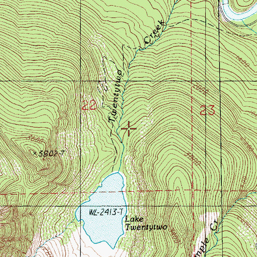 Topographic Map of Lake Twentytwo Research Natural Area, WA