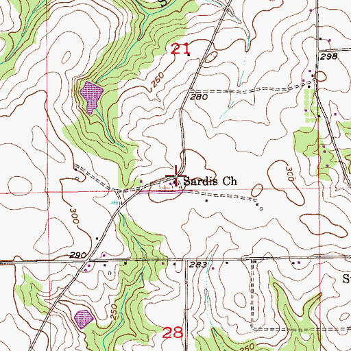 Topographic Map of Sardis Methodist Church, AL