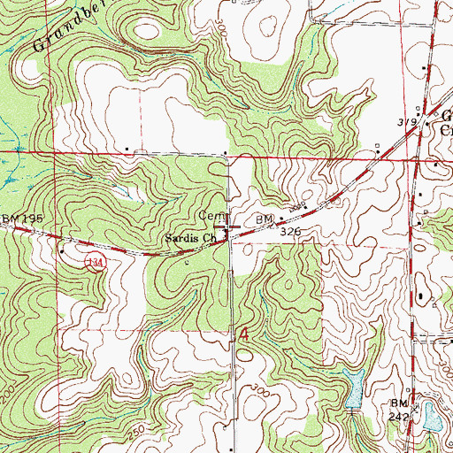 Topographic Map of Sardis Baptist Church, AL