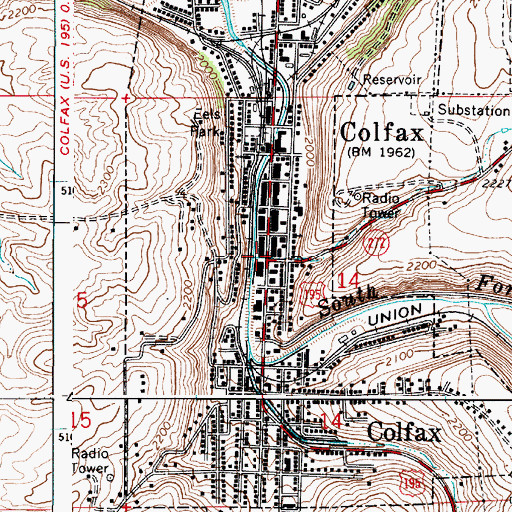 Topographic Map of Colfax, WA