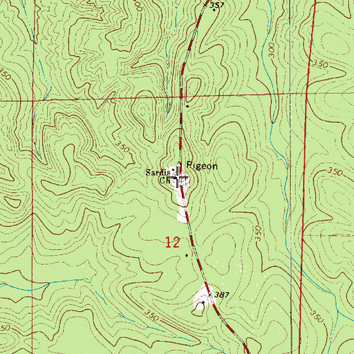 Topographic Map of Sardis Baptist Church, AL