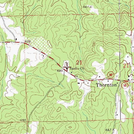 Topographic Map of Sardis Methodist Church, AL