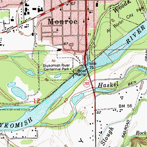 Topographic Map of Skykomish River Centennial Park, WA