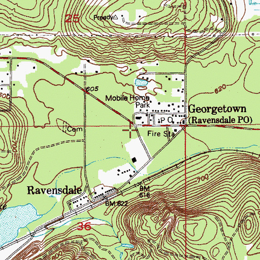Topographic Map of Ravensdale Post Office, WA