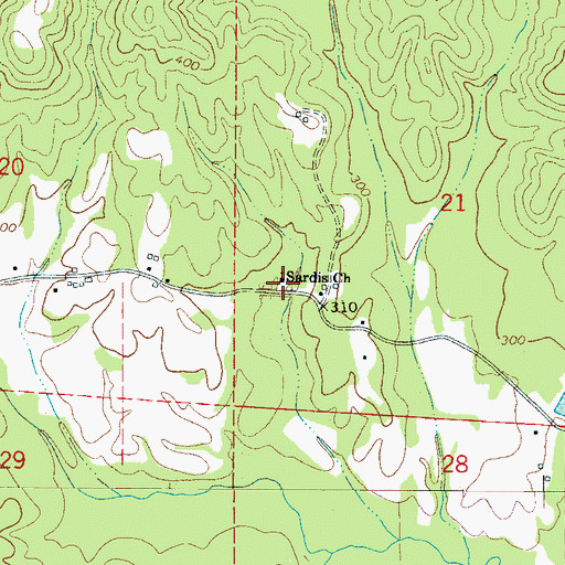 Topographic Map of Sardis Freewill Baptist Church, AL