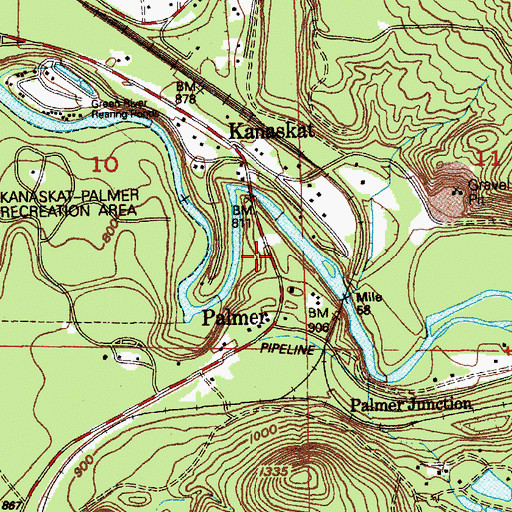 Topographic Map of Kanaskat-Palmer Recreation Area, WA