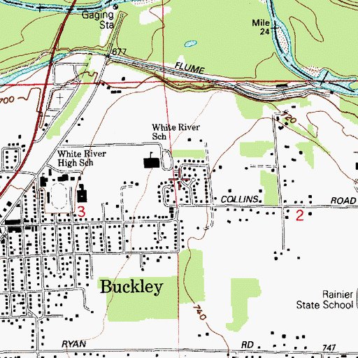 Topographic Map of White River Elementary School, WA