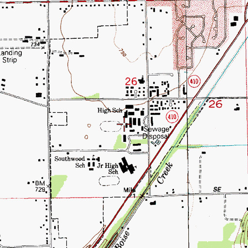 Topographic Map of Enumclaw Middle School, WA