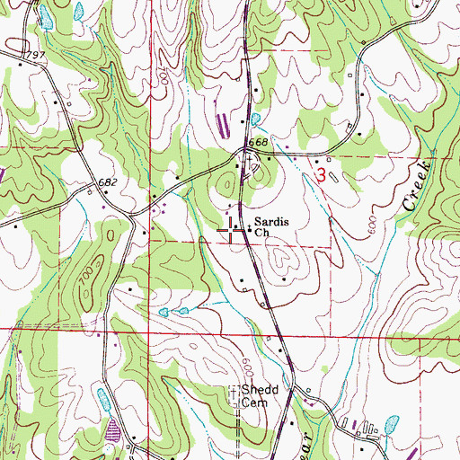 Topographic Map of Sardis Missionary Baptist Church, AL