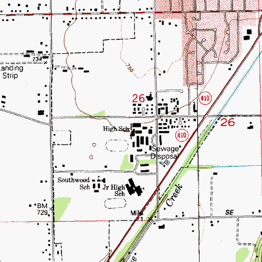 Topographic Map of Enumclaw High School, WA