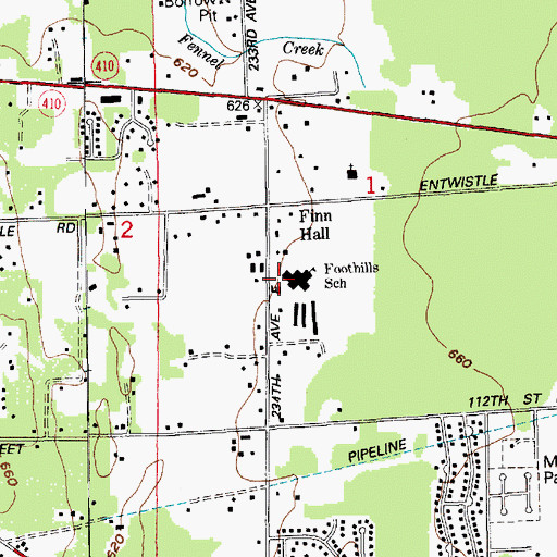 Topographic Map of Foothills Elementary School, WA