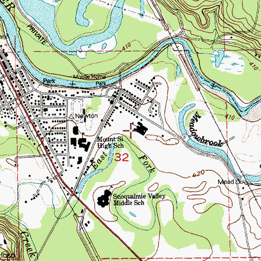 Topographic Map of Snoqualmie Elementary School, WA