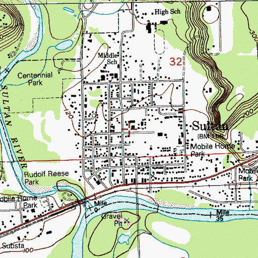 Topographic Map of Sultan Elementary School, WA