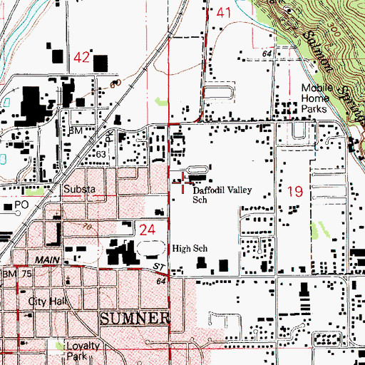 Topographic Map of Daffodil Valley Elementary School, WA