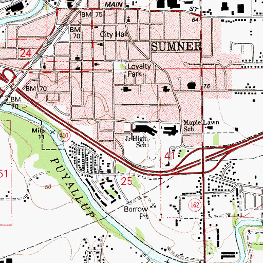 Topographic Map of Sumner Junior High School, WA