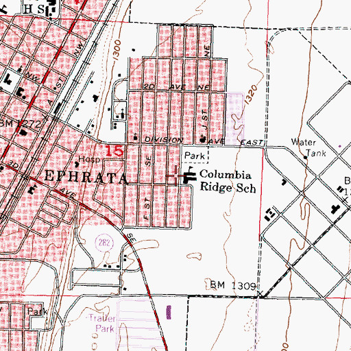 Topographic Map of Columbia Ridge Elementary School, WA