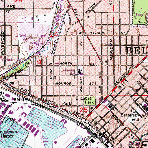 Topographic Map of Columbia Elementary School, WA