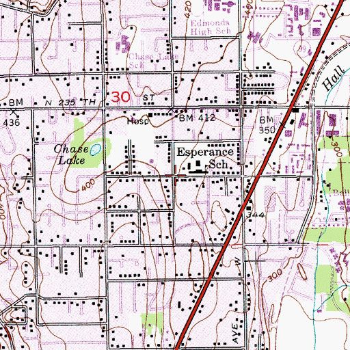 Topographic Map of Esperance Elementary School, WA