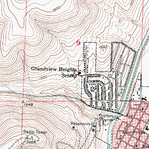 Topographic Map of Grandview Elementary School, WA