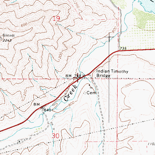 Topographic Map of Indian Timothy Bridge, WA