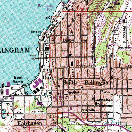 Topographic Map of Lowell Elementary School, WA