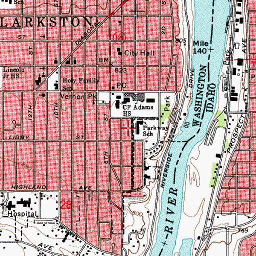 Topographic Map of Parkway Elementary School, WA
