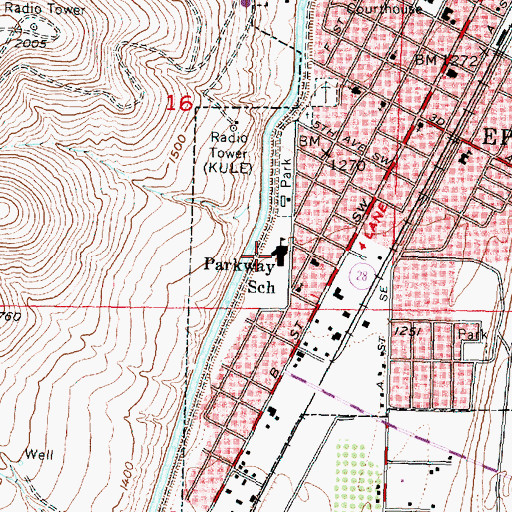 Topographic Map of Parkway School, WA