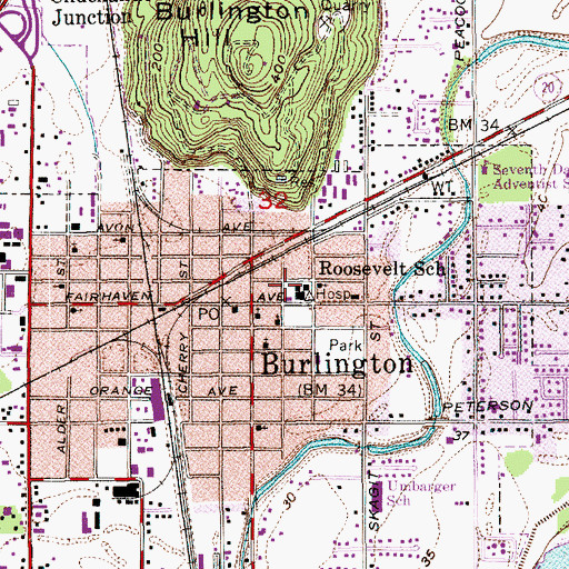 Topographic Map of Roosevelt Elementary School, WA