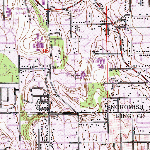 Topographic Map of Snoline Elementary School, WA