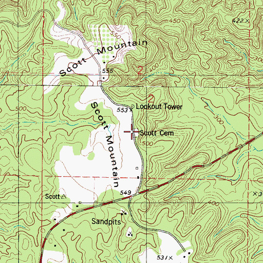 Topographic Map of Scott Cemetery, AL