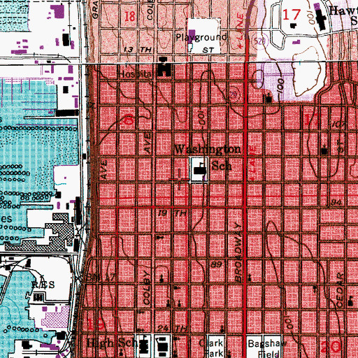 Topographic Map of Washington Elementary School, WA